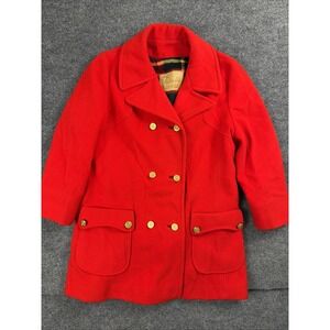Vintage Fashionbilt Casuals Red Wool Coat Women's Double‎ Breasted Gold Buttons